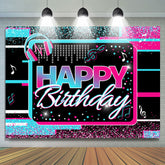 Toile de fond joyeux anniversaire thème musical bleu et rose vif